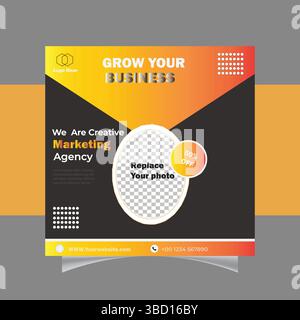 Promotional marketing agency advertisement for growing businesses with discount offer Stock Vector