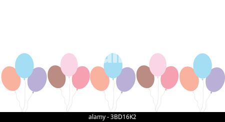 Minimalist Birthday Banner with Colorful Balloons on White Background Stock Vector