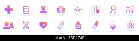 Vector set medical flat icons and symbols. Stock Vector