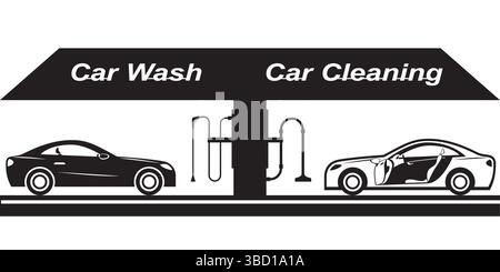 Car wash and cleaning point – vector illustration Stock Vector