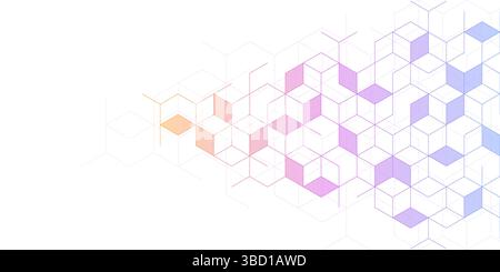 Abstract geometric background with isometric vector blocks, polygon shape pattern Stock Vector