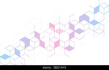 Abstract geometric background with isometric vector blocks, polygon shape pattern Stock Vector