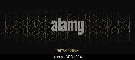The graphic design element and abstract geometric background with isometric golden vector blocks Stock Vector