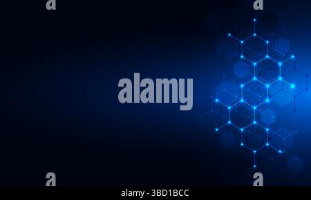 Molecular structure and chemical elements. Abstract molecules background. Science and digital technology concept. Vector illustration for scientific Stock Vector