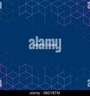 The graphic design element and abstract geometric background with isometric digital blocks. Blockchain concept and modern technology Stock Vector