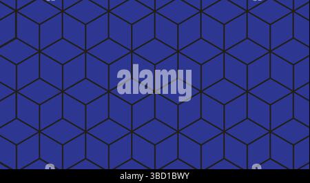 Blue Geometric Cube Pattern Background   Modern 3D Seamless Design Abstract seamless geometric grid background Classic Blue color Stock Vector