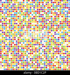Rainbow Heart Mosaic, seamless vector pattern with colorful hearts in a rainbow palette. Perfect for backgrounds, textiles, and festive banner designs Stock Vector