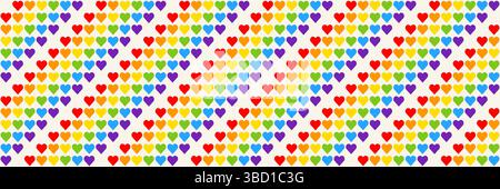 Rainbow Heart Mosaic, seamless vector pattern with colorful hearts in a rainbow palette. Perfect for backgrounds, textiles, and festive banner designs Stock Vector