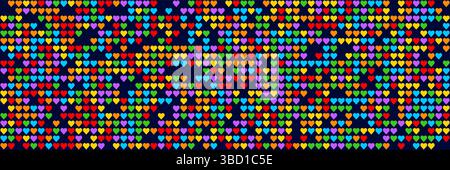 Rainbow Heart Mosaic, seamless vector pattern with colorful hearts in a rainbow palette. Perfect for backgrounds, textiles, and festive banner designs Stock Vector