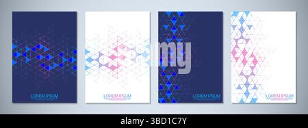 Abstract geometric covers and brochures with triangles shape patterns Stock Vector