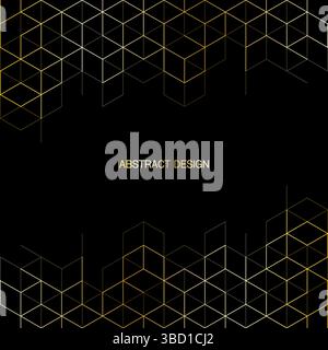 The graphic design element and abstract geometric background with isometric golden vector blocks Stock Vector
