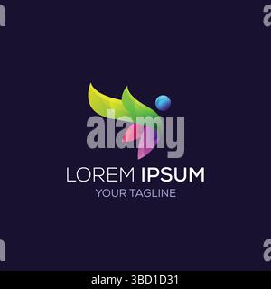Logo abstract nature butterfly with gradient color for business brand Stock Vector