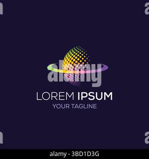 Logo halftone color planet abstract illustration Stock Vector