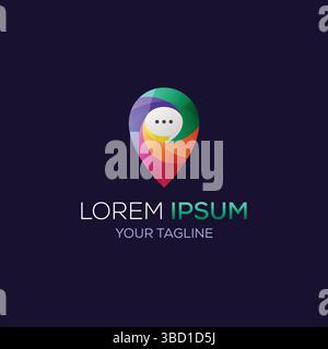 Logo pin location and icon chat for brand identity business startup app Stock Vector