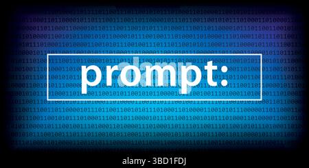 digital prompt on futuristic ai background with binary code vector illustration Stock Vector
