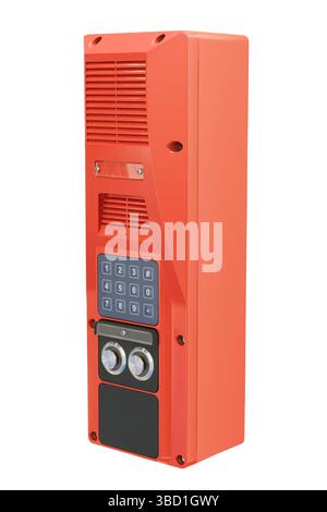 Damage-resistant orange emergency communication panel, intercom, isolated on white background Stock Photo