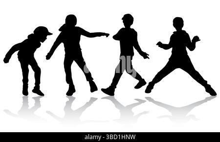 Free happy boys silhouettes Stock Vector