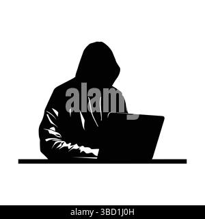 Hacker black color on isolated white background Stock Vector