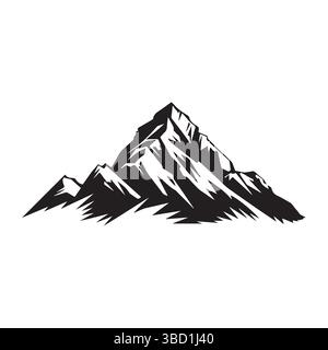 Monochrome mountain range black silhouette white background Stock Vector