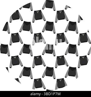 Hoodie zip fastening and hood Front and Back View Monochrome Seamless Pattern on Circle Background. Isolated Vector Illustration Clothes Thematic Cards, price tag, label or promo banner, leaflets, tag Stock Vector