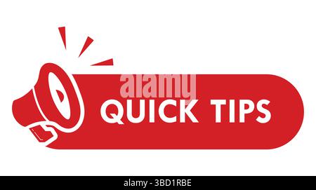 Megaphone with quick tips speech bubble. Loudspeaker. Banner for business, marketing and advertising. Vector illustration. Stock Vector