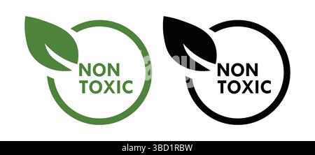 Non toxic icon design illustration. No harmful chemical sign symbol, Color black and white Stock Vector