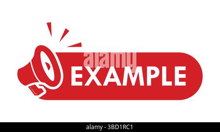 example button, banner, label, template for website. example text with colorful megaphone icon Stock Vector