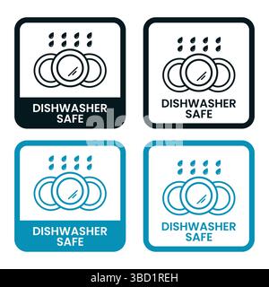 Dishwasher Safe label. Dishwasher safe illustration for product packaging logo, sign, symbol, badge, or emblem. Durability certified icon isolated. Stock Vector