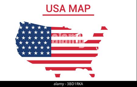 USA Map. Poster map of United States of America. Black and white print of USA with states, poster or geographic, political theme. Stock Vector