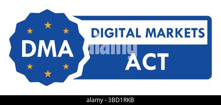 Digital Markets Act label, logo, badge, icon, sticker, symbol, emblem, stamp, green, line, flat vector, isolated illustration. Stock Vector