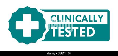 Clinically tested label or Clinically tested icon vector isolated in flat style. Clinically tested label for product packaging. Stock Vector
