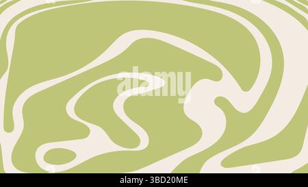 Abstract wavy background in retro groovy style. Trippy monochrome trendy vector design Stock Vector