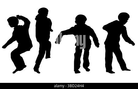Free happy boys silhouettes Stock Vector