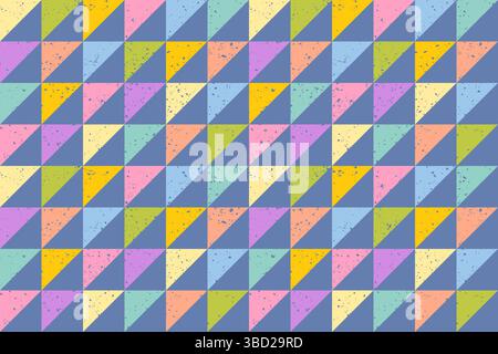 Vintage vector seamless pattern in retro style. Retro colorful pattern with grunge abstract triangles. Vintage vector texture in 60s style. Stock Vector