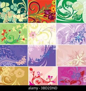 Floral Design Collection Sets Elegant Botanical Patterns & Elements Stock Vector