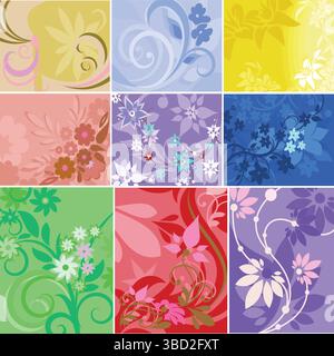 Floral Design Collection Sets Elegant Botanical Patterns & Elements Stock Vector