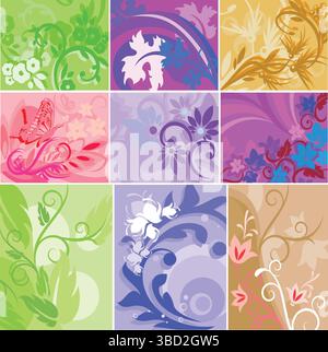 Floral Design Collection Sets Elegant Botanical Patterns & Elements Stock Vector