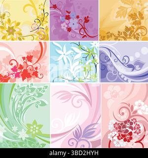 Floral Design Collection Sets Elegant Botanical Patterns & Elements Stock Vector