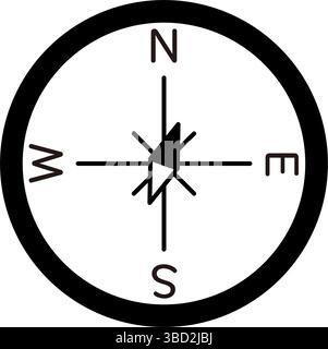 Simple line drawing icon of a compass pointing north-northeast, Vector Illustration Stock Vector