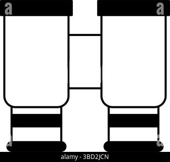 Simple line drawing icon of binoculars, Vector Illustration Stock Vector