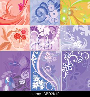 Floral Design Collection Sets Elegant Botanical Patterns & Elements Stock Vector