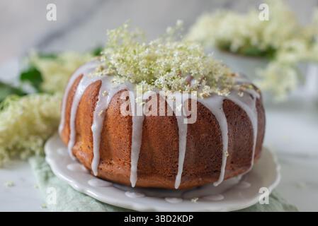 sweet home made elderflower bundt cake Stock Photo