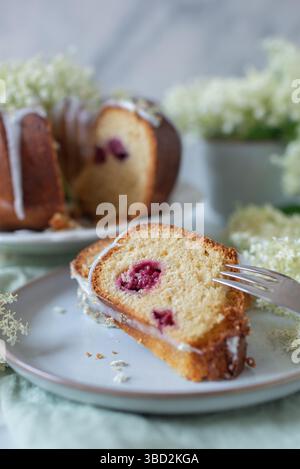 sweet home made elderflower bundt cake Stock Photo