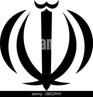 Iran national emblem icon black color vector illustration image flat style simple Stock Vector