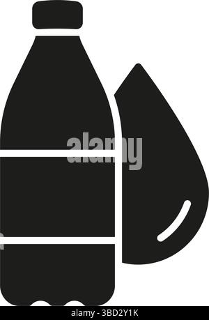 Water Bottle With Droplet Solid Icon. Hydration, Refreshment, And Beverage Representation Silhouette Symbol. Drinking Water And Thirst Quenching Stock Vector