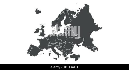 High quality map Europe with borders of the regions. Stock Vector