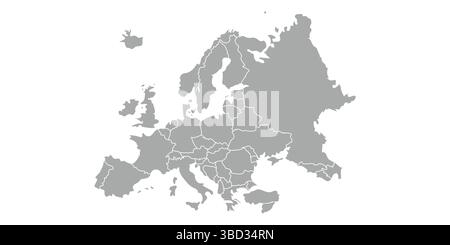 High quality map Europe with borders of the regions. Stock Vector