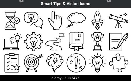 Smart tips vision icons strategy planning success Stock Vector