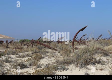 Anchor Cemetery at Praia do Barril, Tavira, Portugal Stock Photo