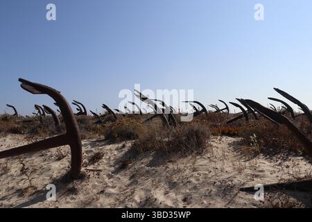 Anchor Cemetery at Praia do Barril, Tavira, Portugal Stock Photo
